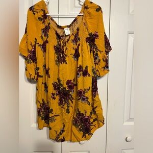 OX Terra and Sky top with elastic design around neckline.